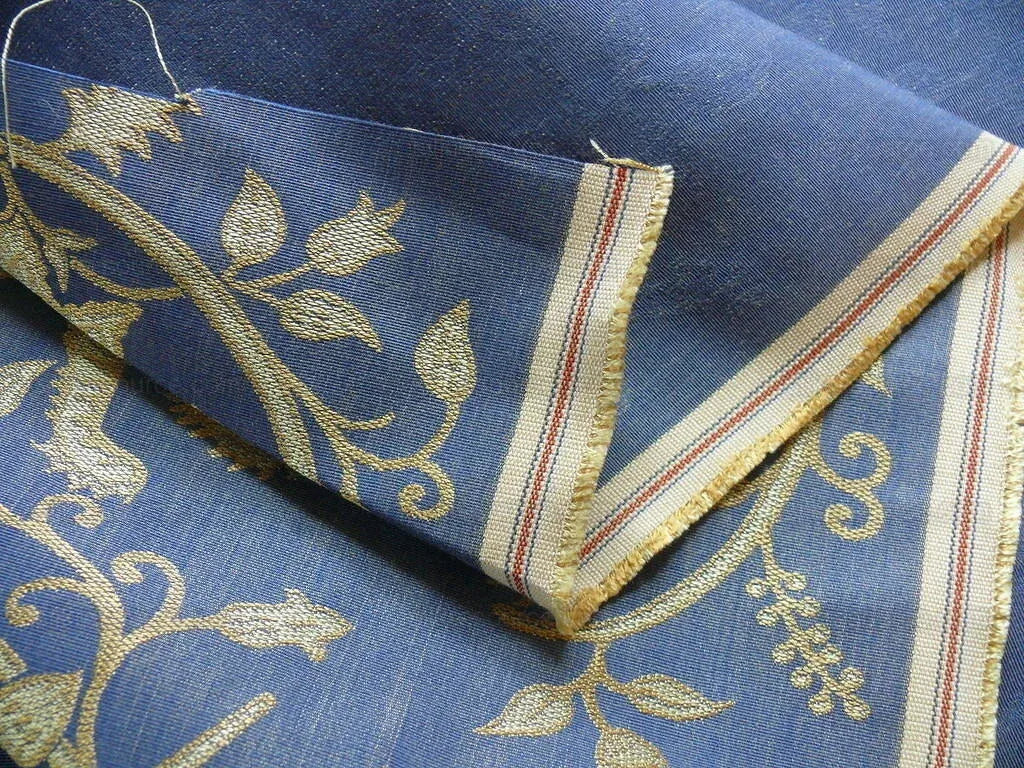 Bty Lee Jofa Kalabagh Weave Tiger Sniff Rose Sapphire Blue Gold