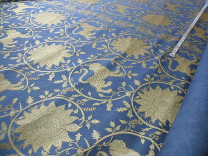 Bty Lee Jofa Kalabagh Weave Tiger Sniff Rose Sapphire Blue Gold