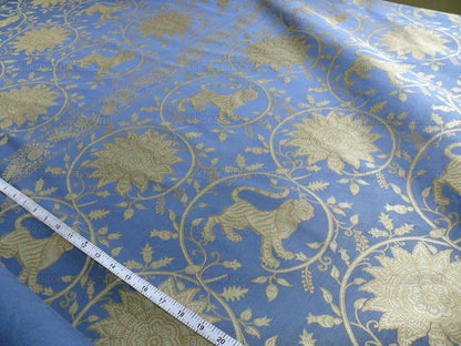 Bty Lee Jofa Kalabagh Weave Tiger Sniff Rose Sapphire Blue Gold