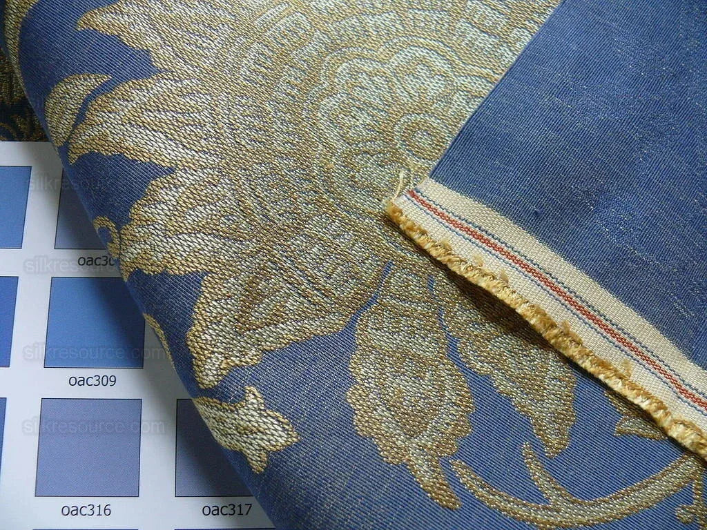 Bty Lee Jofa Kalabagh Weave Tiger Sniff Rose Sapphire Blue Gold
