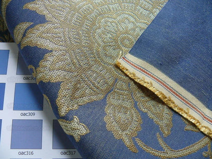 Bty Lee Jofa Kalabagh Weave Tiger Sniff Rose Sapphire Blue Gold
