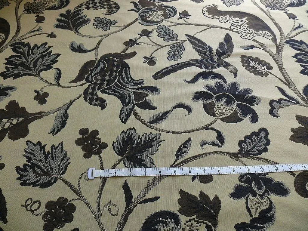 Lee Jofa Cavendish Jacobean Tapestry Bird Animal Charcoal Bty