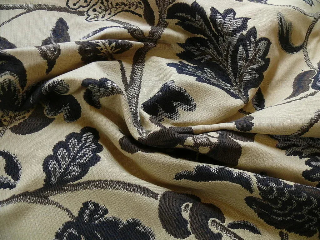 Lee Jofa Cavendish Jacobean Tapestry Bird Animal Charcoal Bty