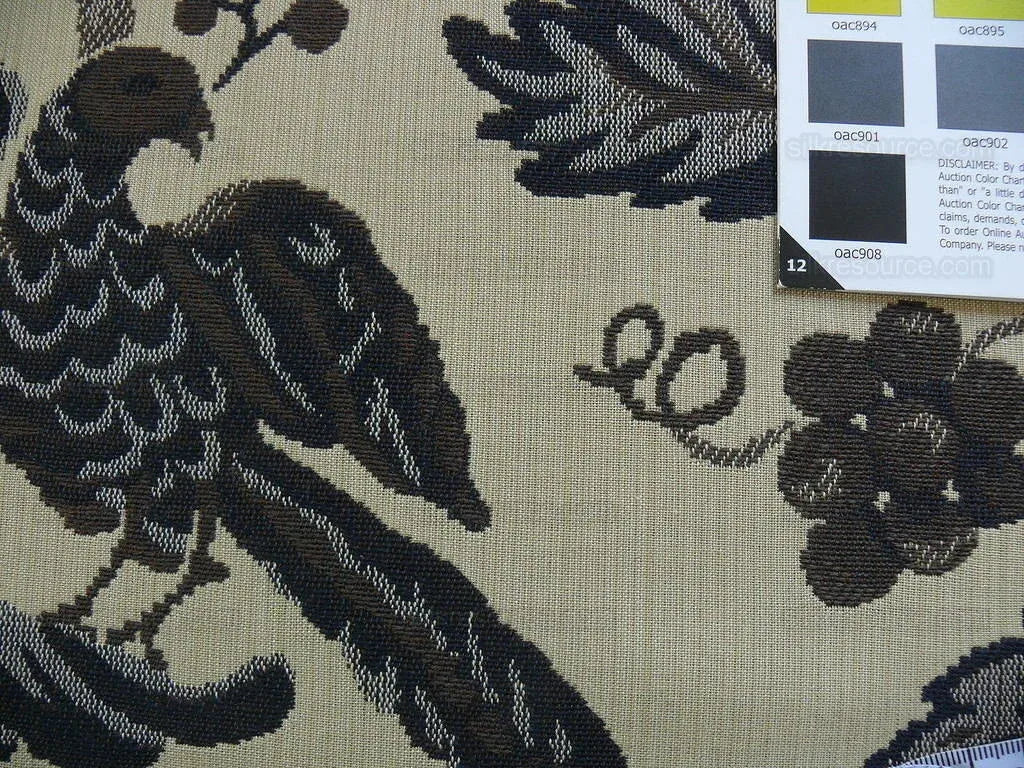 Lee Jofa Cavendish Jacobean Tapestry Bird Animal Charcoal Bty