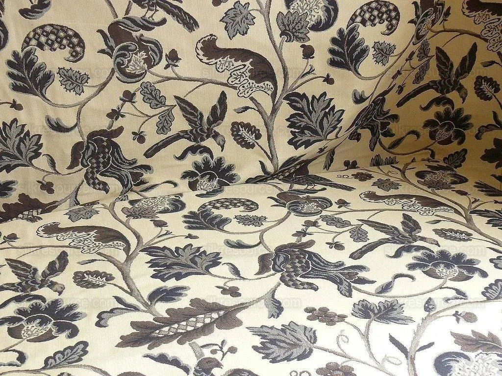 Lee Jofa Cavendish Jacobean Tapestry Bird Animal Charcoal Bty