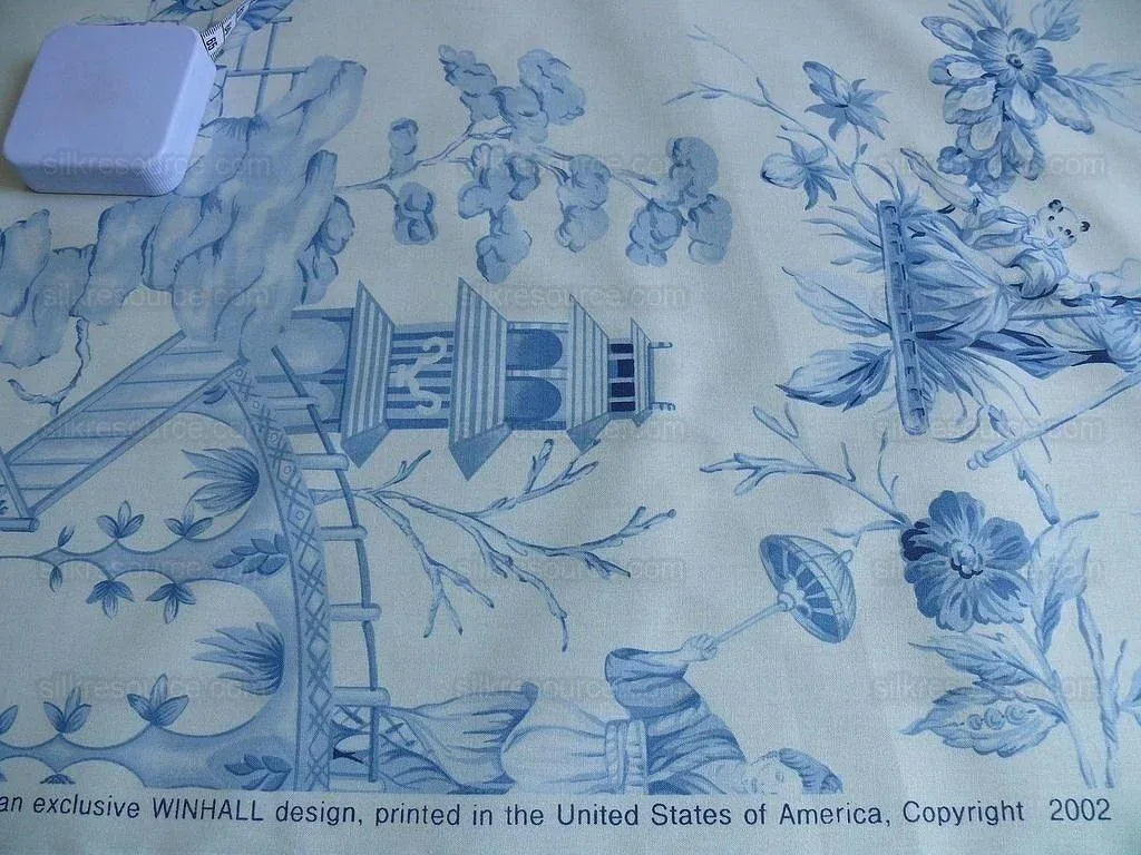 Scalamandre Asian Garden Soft Blue White Toile Chinoiserie Bty
