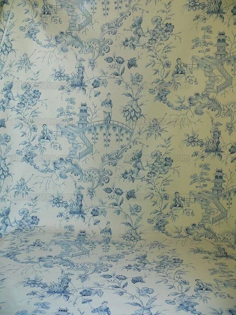 Scalamandre Asian Garden Soft Blue White Toile Bty