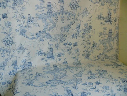 Scalamandre Asian Garden Soft Blue White Toile Chinoiserie Bty