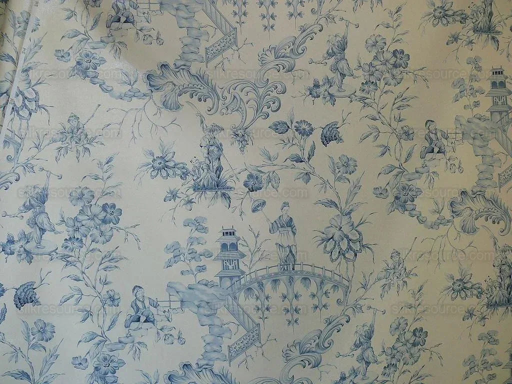 Scalamandre Asian Garden Soft Blue White Toile Bty
