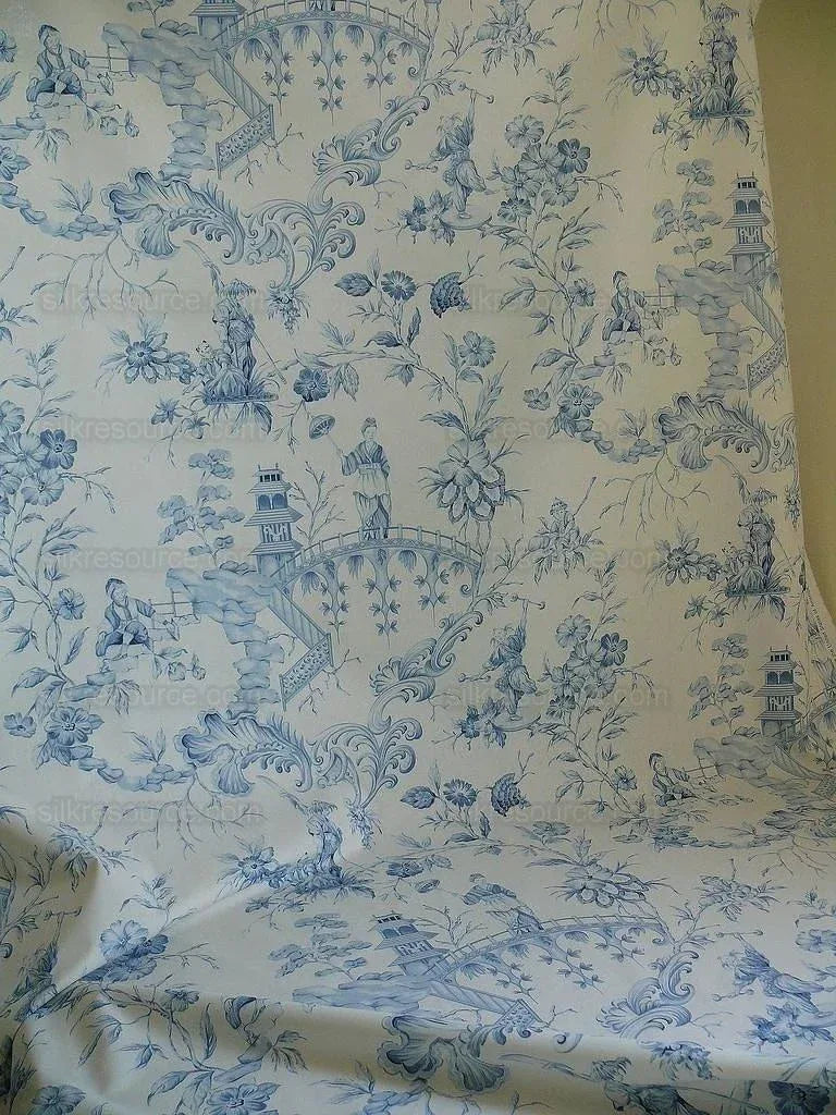 Scalamandre Asian Garden Soft Blue White Toile Bty
