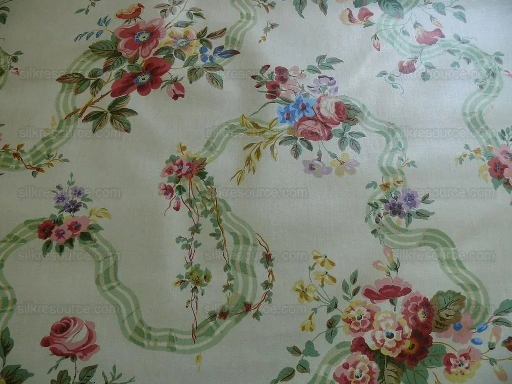 Lee Jofa Shaftesbury Ribbon Rose Bouquet Print Bty