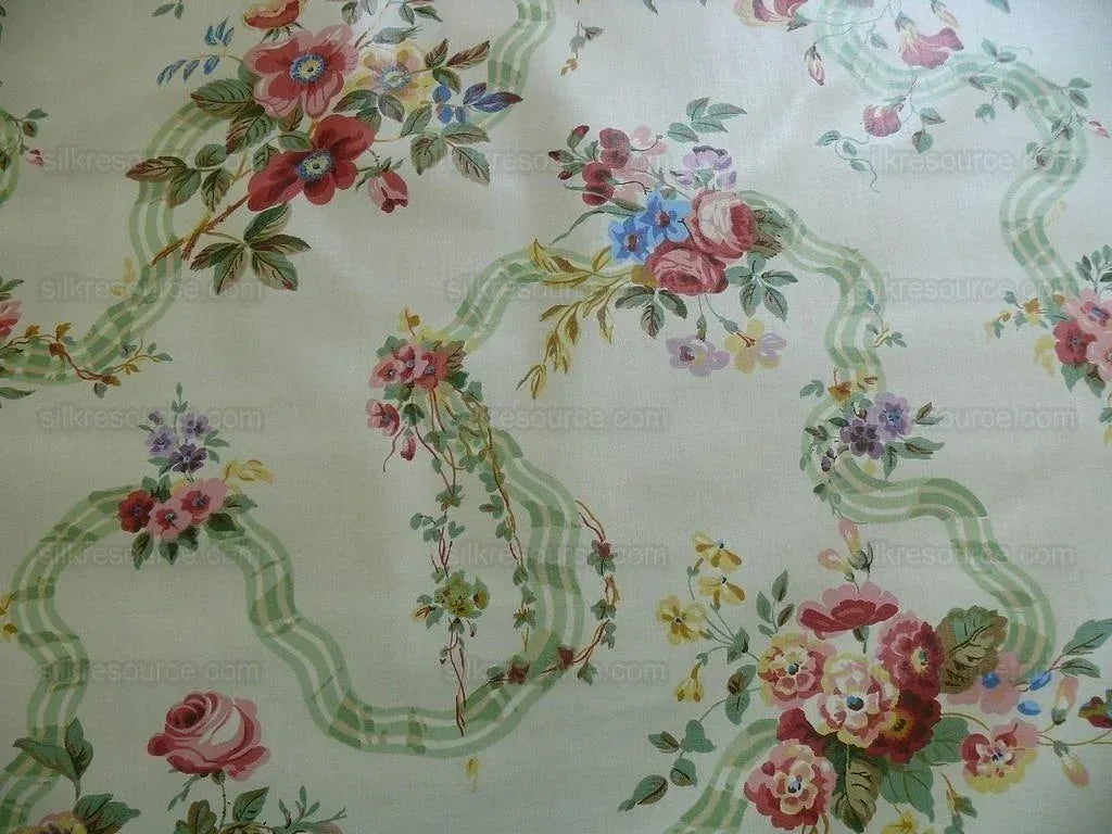 Lee Jofa Shaftesbury Ribbon Rose Bouquet Print Bty