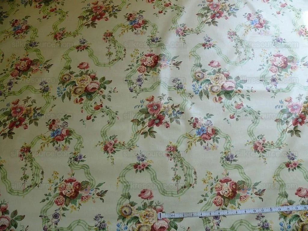 Lee Jofa Shaftesbury Ribbon Rose Bouquet Print Bty