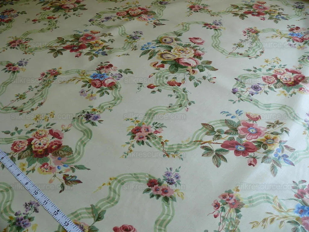 Lee Jofa Shaftesbury Ribbon Rose Bouquet Print Bty