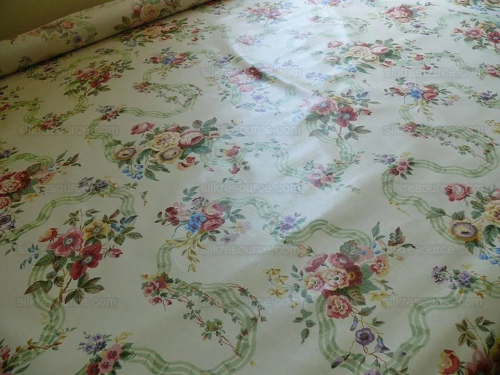 Lee Jofa Shaftesbury Ribbon Rose Bouquet Print Bty