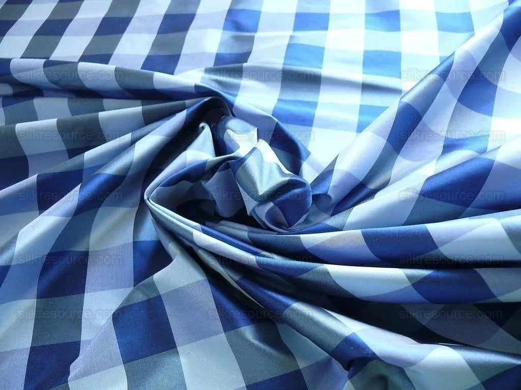 Scalamandre Cornwall 100%silk Plaid Blue Bty