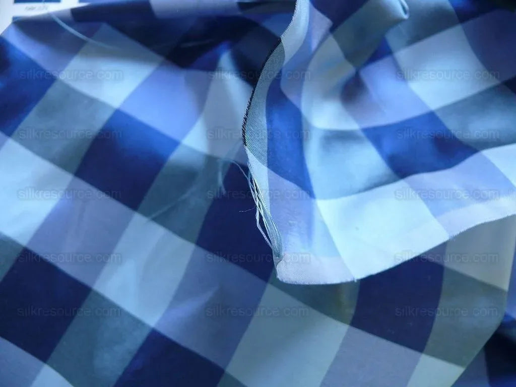 Scalamandre Cornwall 100%silk Plaid Blue Bty