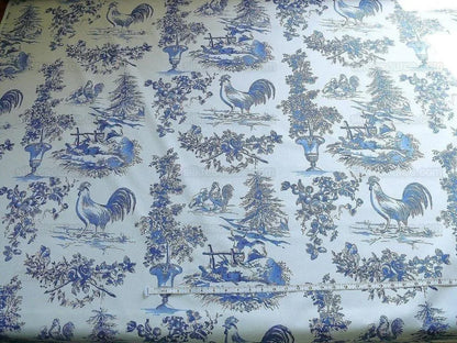 Kravet Pierre Deux "alverra" Toile Print Rooster Blue  Bty