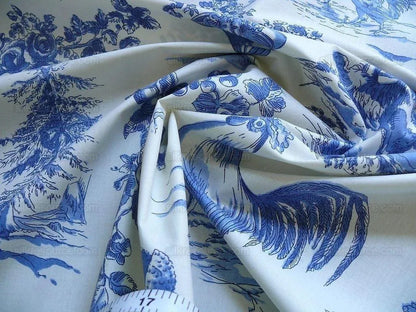 Kravet Pierre Deux "alverra" Toile Print Rooster Blue  Bty