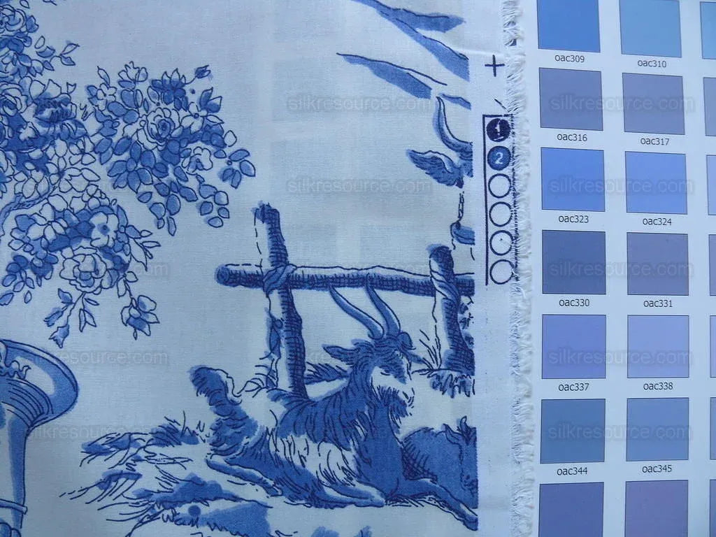 Kravet Pierre Deux "alverra" Toile Print Rooster Blue  Bty