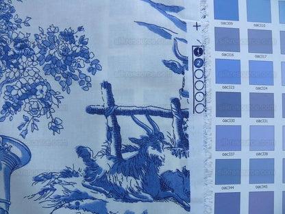 Kravet Pierre Deux "alverra" Toile Print Rooster Blue  Bty
