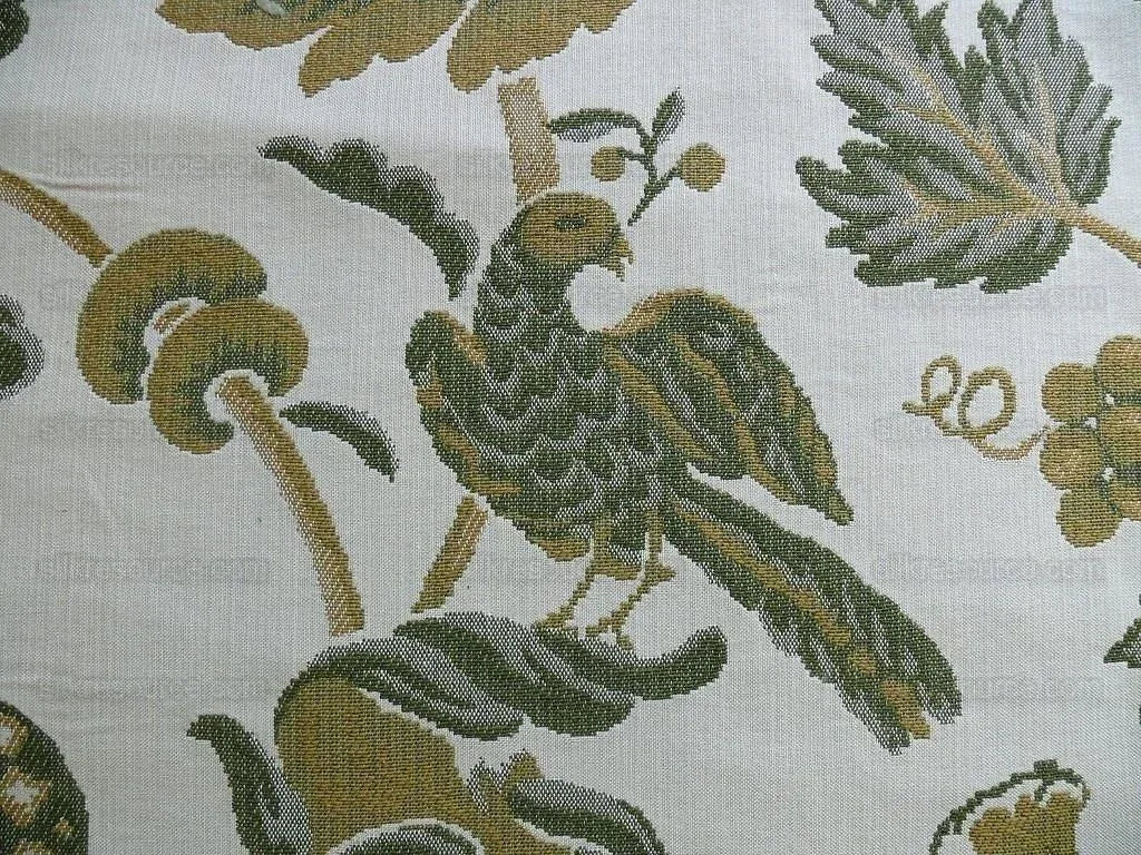 BY Yard Lee Jofa Cavendish Jacob 100% Cotton Woven Tapestry Green Bird Flowers Historical Design English Country