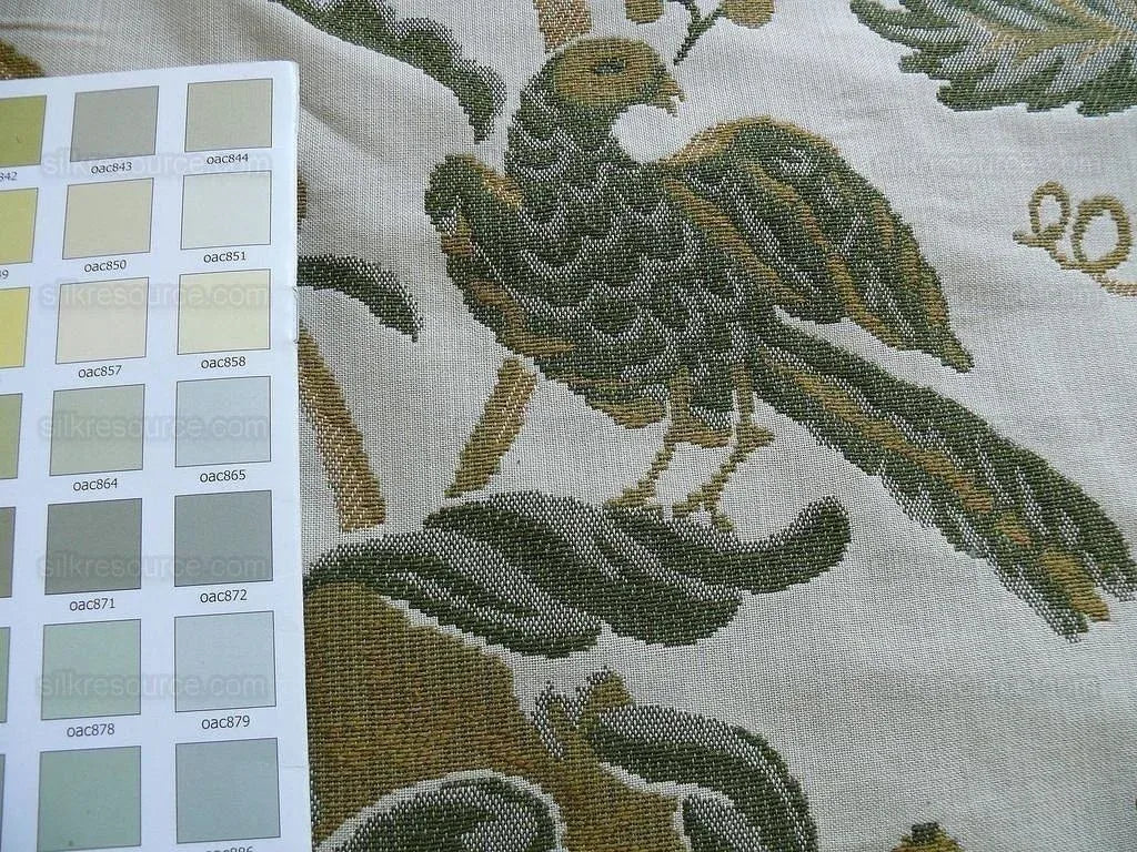 BY Yard Lee Jofa Cavendish Jacob 100% Cotton Woven Tapestry Green Bird Flowers Historical Design English Country
