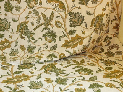 BY Yard Lee Jofa Cavendish Jacob 100% Cotton Woven Tapestry Green Bird Flowers Historical Design English Country