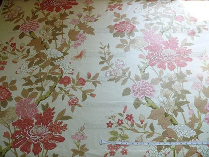 Lee Jofa G P &amp; J Baker "sung" Tree Peony Chinoiserie Chintz Cotton Print Pink Gold Cream