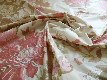 Lee Jofa G P &amp; J Baker "sung" Tree Peony Chinoiserie Chintz Cotton Print Pink Gold Cream