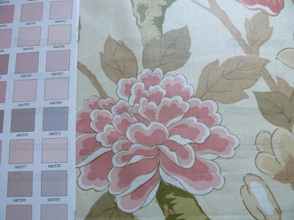 Lee Jofa G P &amp; J Baker "sung" Tree Peony Chinoiserie Chintz Cotton Print Pink Gold Cream