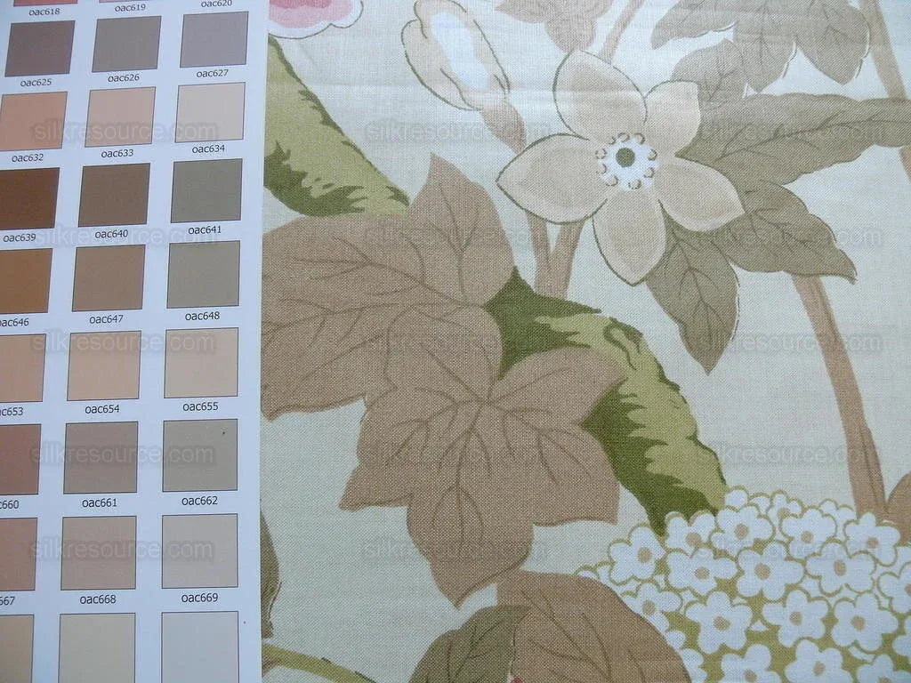 Lee Jofa G P &amp; J Baker "sung" Tree Peony Chinoiserie Chintz Cotton Print Pink Gold Cream