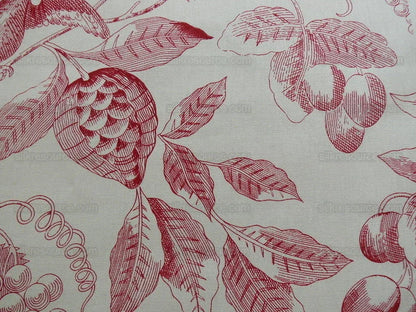 Lee Jofa "buckingham Toile" Scarlet Red And Off White Bird Ribbon Pomegranate Bty