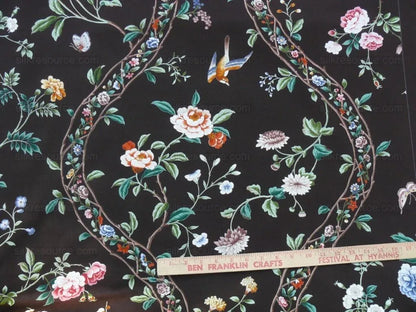 Brunchwig & Fils "silk Road" Chinoiserie Garden Bird & Trellis P