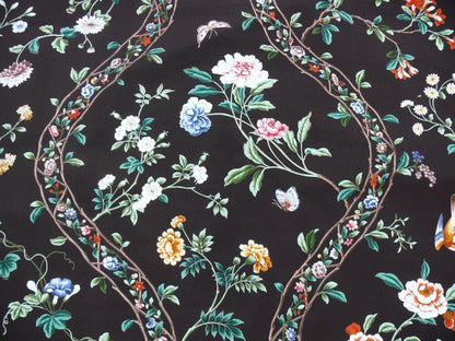 BRUNCHWIG & FILS "SILK ROAD" CHINOISERIE GARDEN BIRD & TRELLIS P
