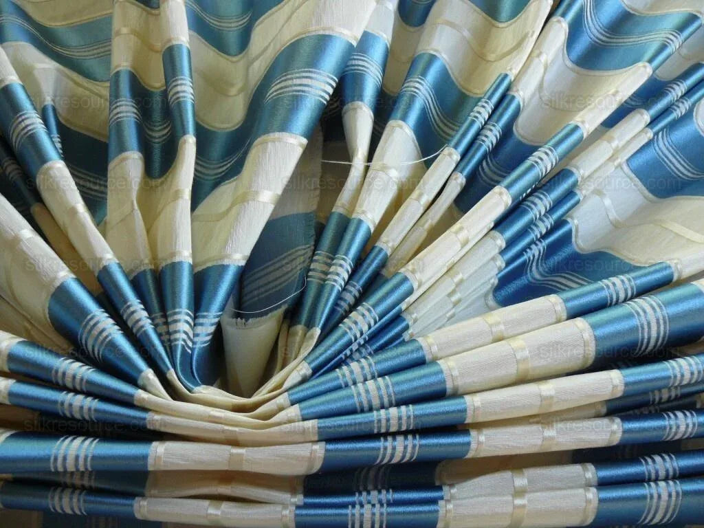 Scalamandre Keely Stripe Blue &amp; Cream White Silk Linen MSRP USD 256/y