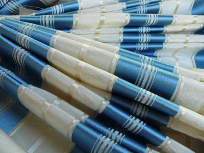 Scalamandre Keely Stripe Blue &amp; Cream White Silk Linen MSRP USD 256/y