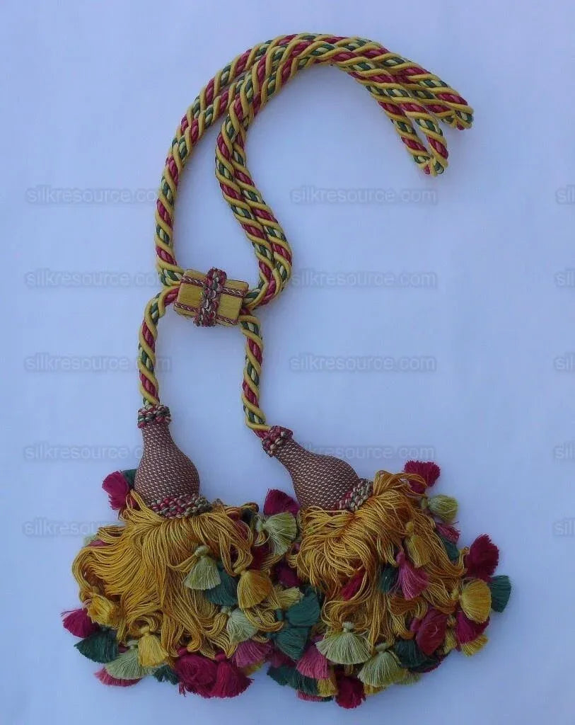 SCALAMANDRE LYON 100% SILK DOUBLE TIE BACK GOLD YELLOW