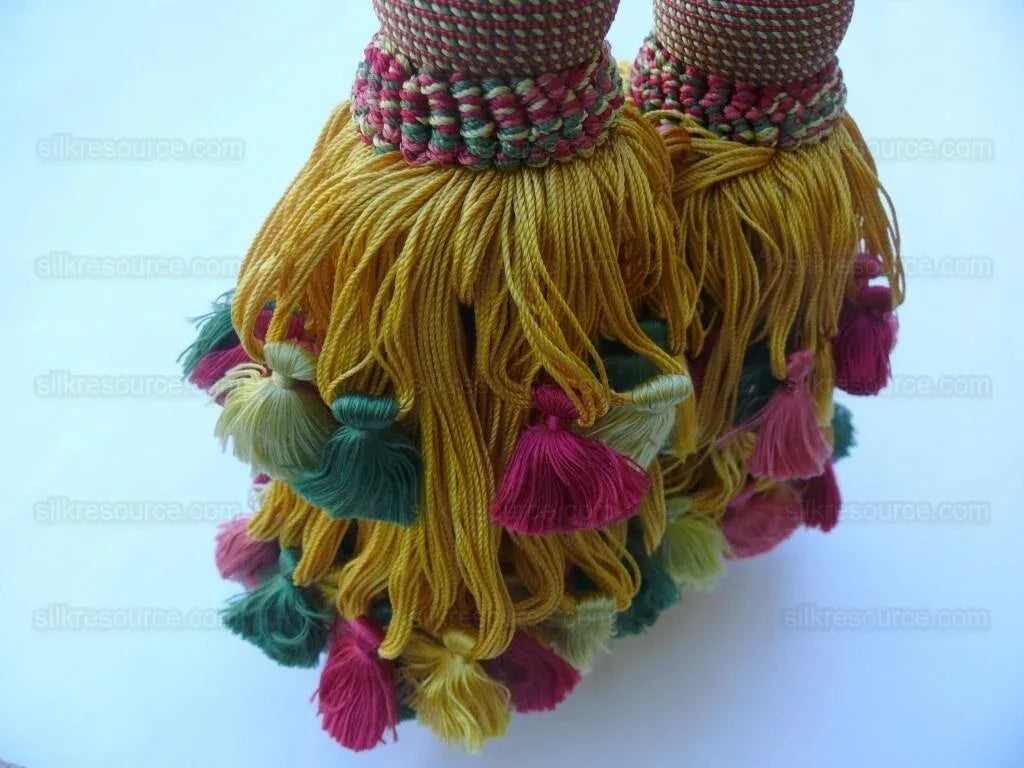 Scalamandre Lyon 100% Silk Double Tie Back - Gold Yellow Pink Red