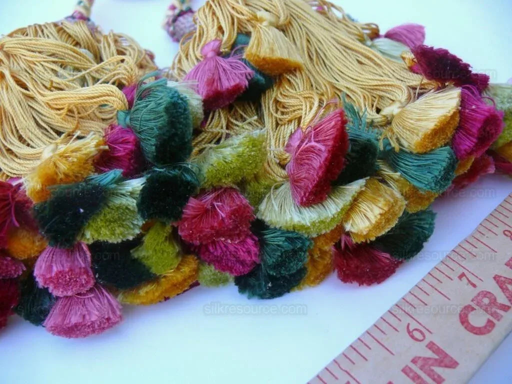 Scalamandre Lyon 100% Silk Double Tie Back - Gold Yellow Pink Red