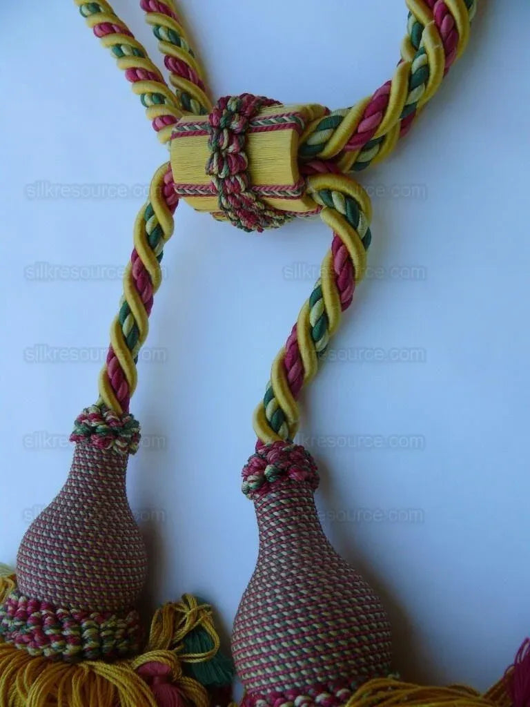 Scalamandre Lyon 100% Silk Double Tie Back - Gold Yellow Pink Red