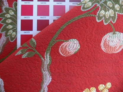 By yard Scalamandre Cherbourg Lampas Lacquer Red French Tree Of Life Floral MSRP USD 340/y