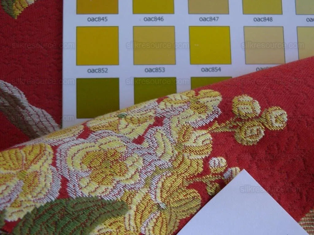 By yard Scalamandre Cherbourg Lampas Lacquer Red French Tree Of Life Floral MSRP USD 340/y