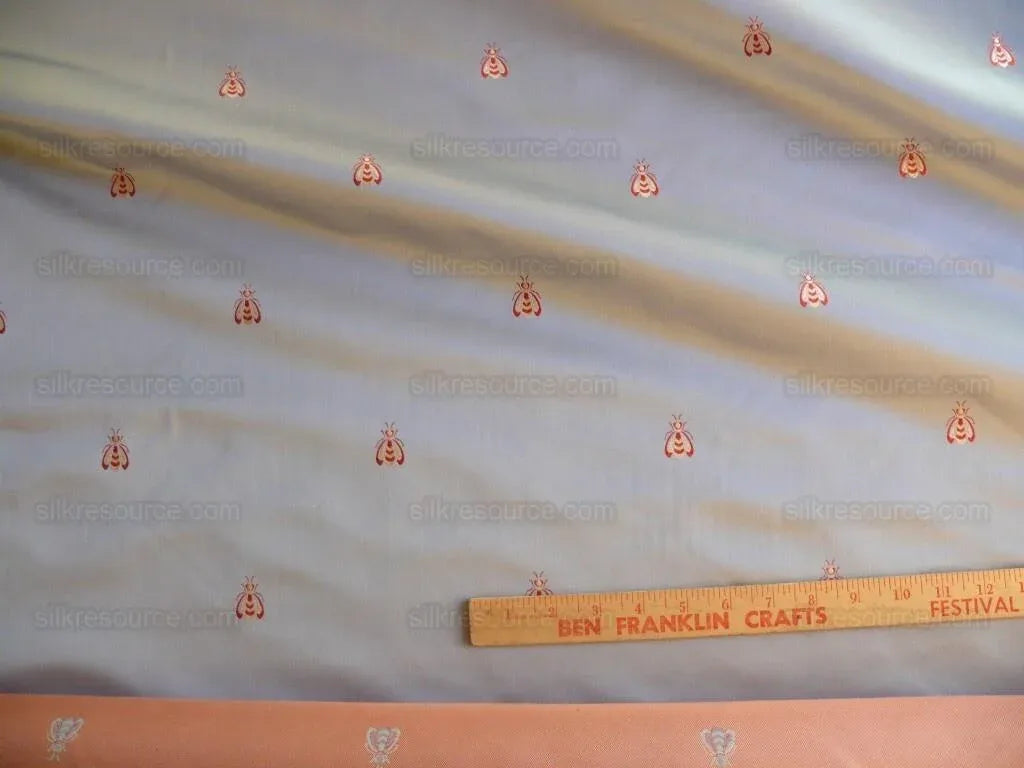 Scalamandre "monroe Bee" Silk Lampas Blue Red French Court 19th Century Empire Revival Neoclassical Empire Revival MSRP USD 312/Y