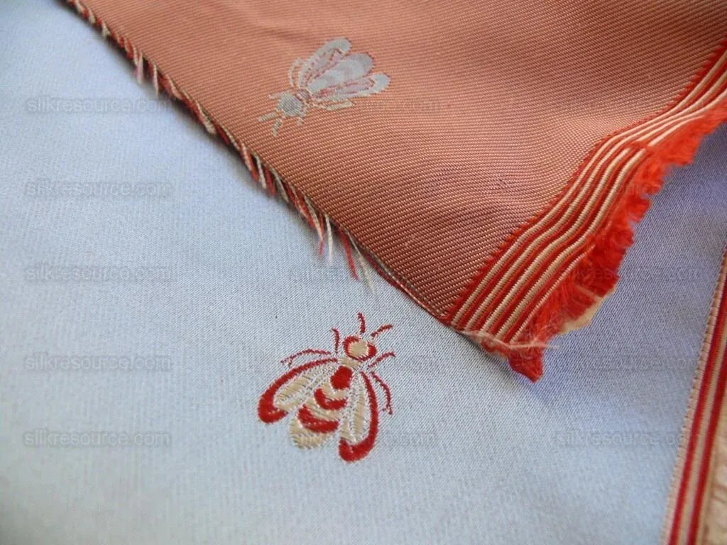 Scalamandre "monroe Bee" Silk Lampas Blue Red French Court 19th Century Empire Revival Neoclassical Empire Revival MSRP USD 312/Y
