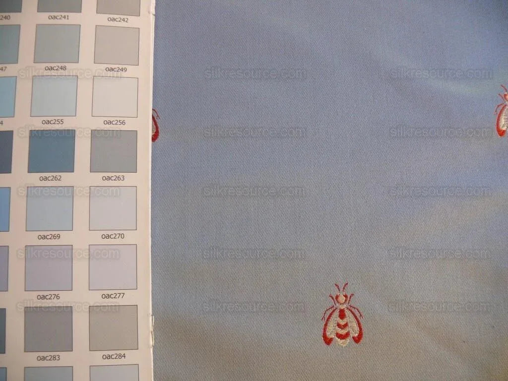 Scalamandre "monroe Bee" Silk Lampas Blue Red French Court 19th Century Empire Revival Neoclassical Empire Revival MSRP USD 312/Y