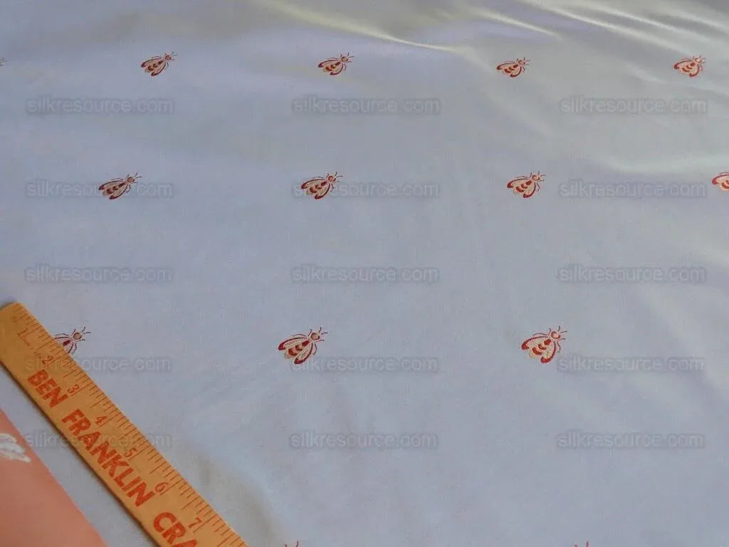 Scalamandre "monroe Bee" Silk Lampas Blue Red French Court 19th Century Empire Revival Neoclassical Empire Revival MSRP USD 312/Y