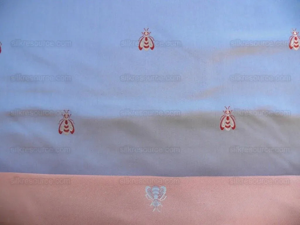 Scalamandre "monroe Bee" Silk Lampas Blue Red French Court 19th Century Empire Revival Neoclassical Empire Revival MSRP USD 312/Y