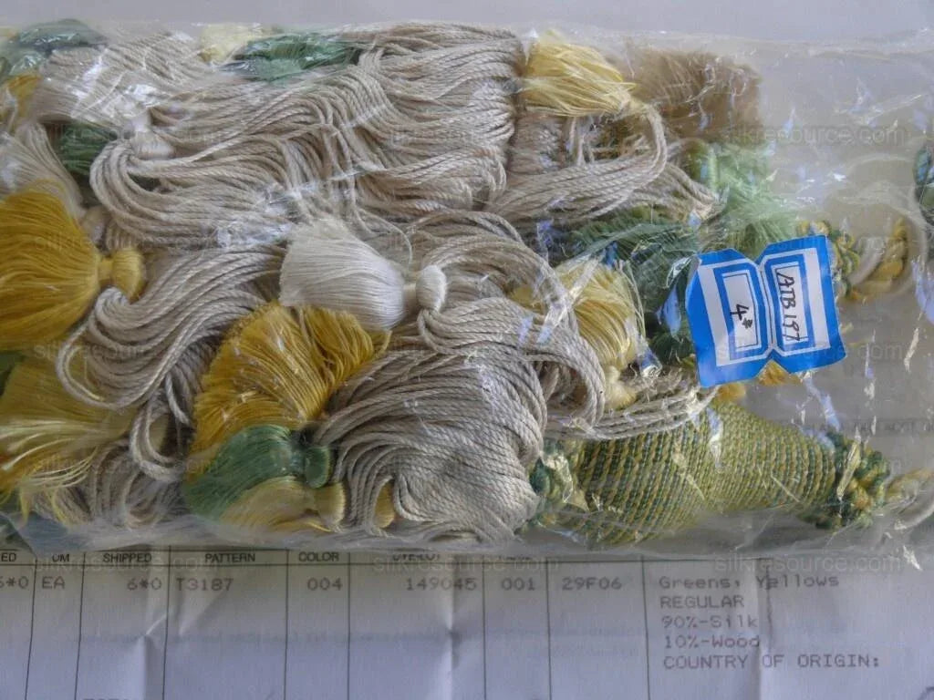 Scalamandre Lyon 100% Silk Double Tie Back Green, Yellow 004