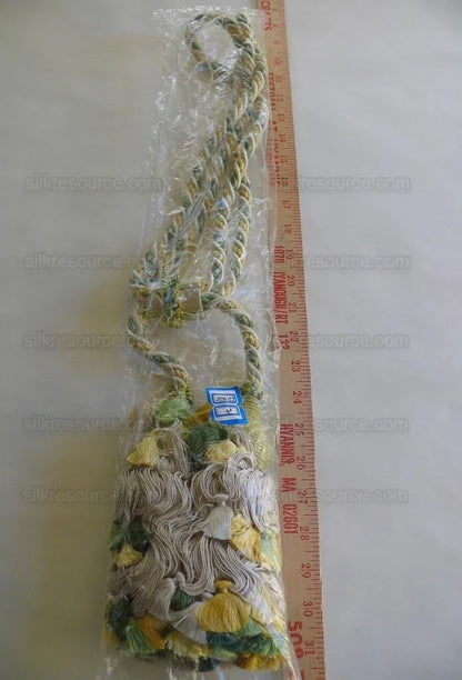 Scalamandre Lyon 100% Silk Double Tie Back Green, Yellow 004